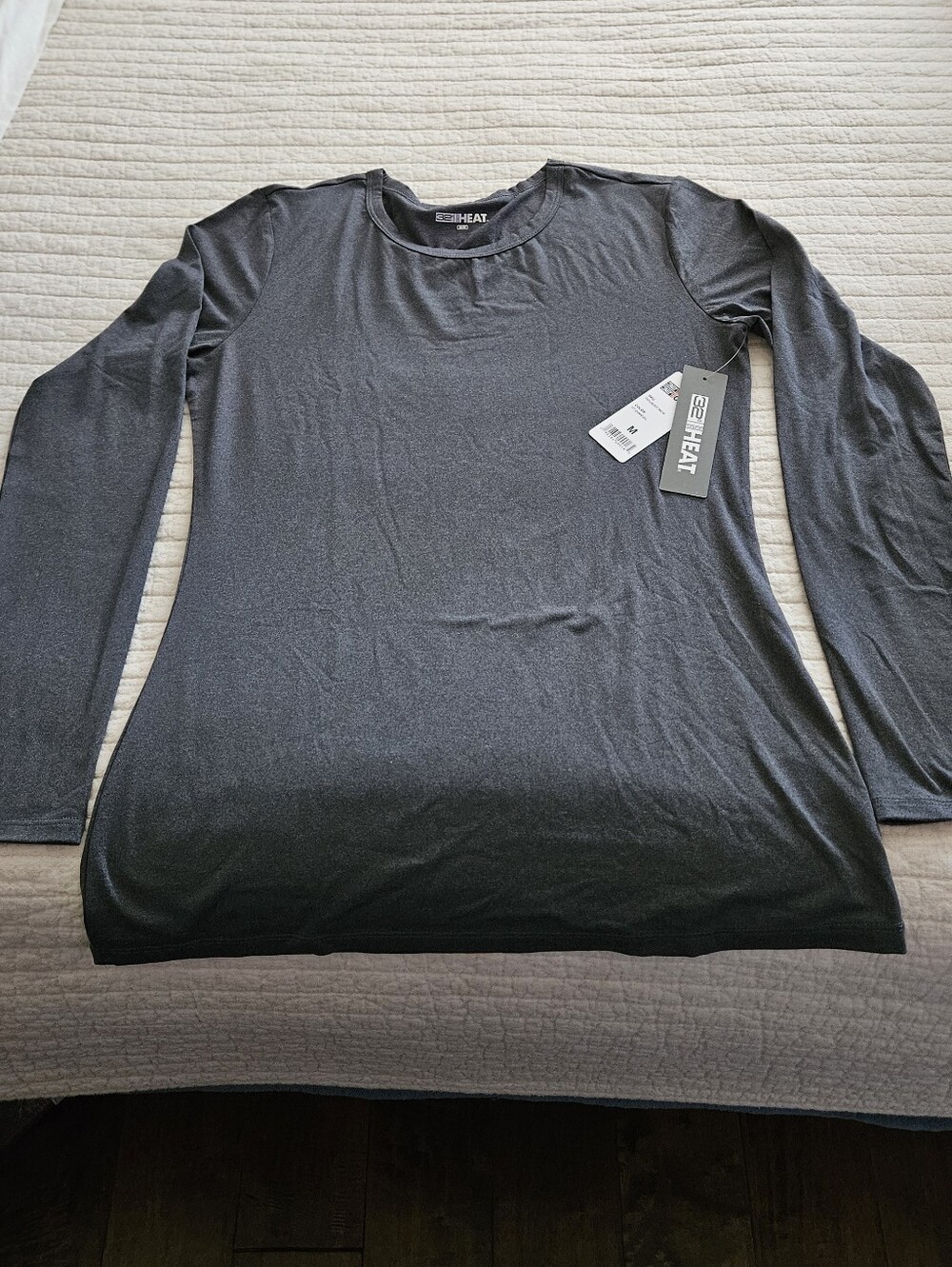 32 Degrees Long Sleeve Crewneck Top - Charcoal
